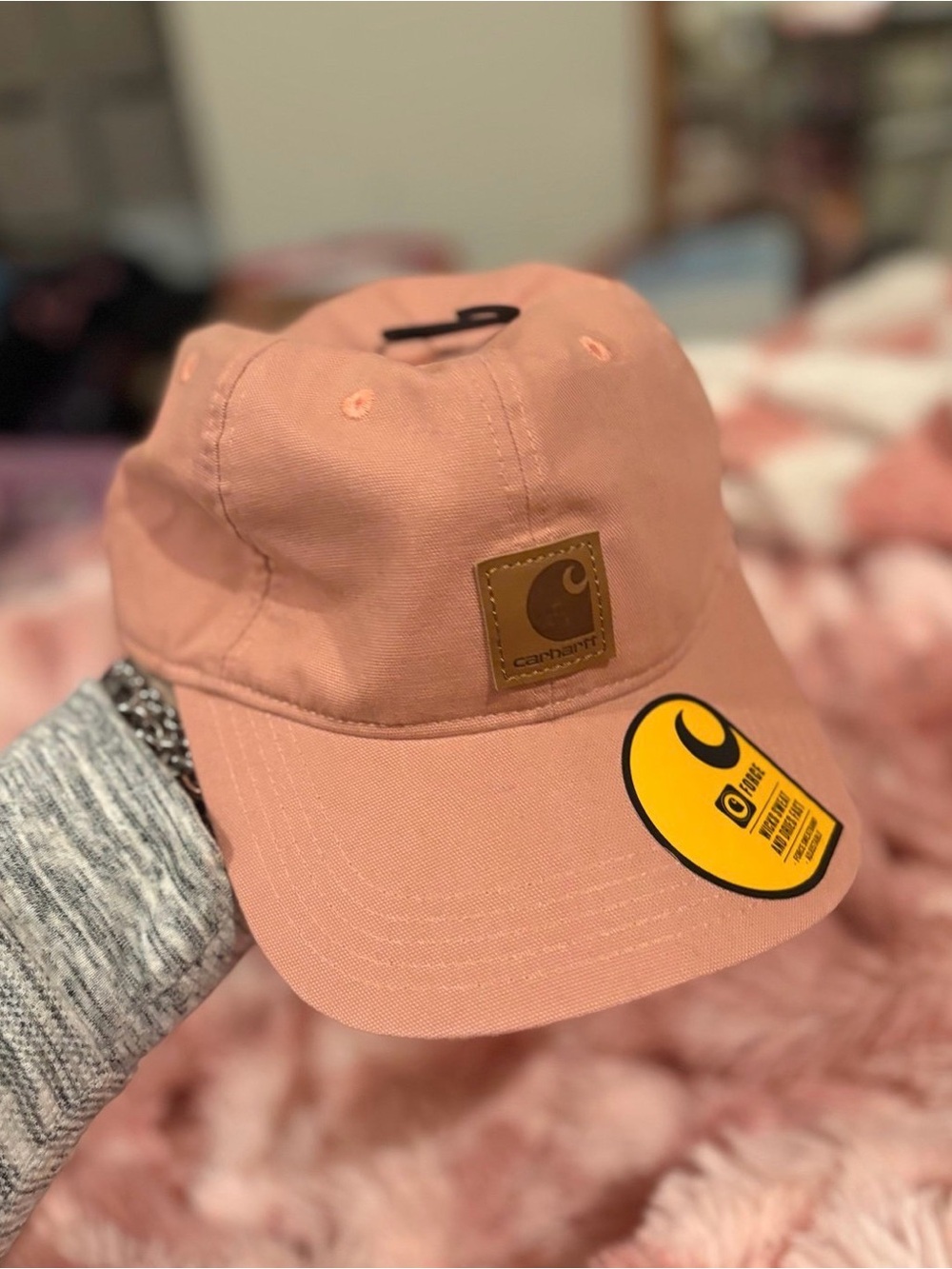 Carhartt Dusty Pink Canvas Cap with Leather Patch